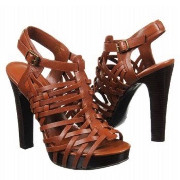 Ralph Lauren Shoes - Ralph Lauren Florisa Caramel Brown Strappy Heels